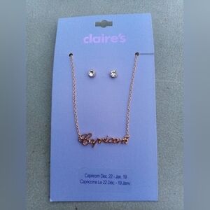 🆓 Free W/Purchase Claire's Gold Capricorn Necklace and Earring Set